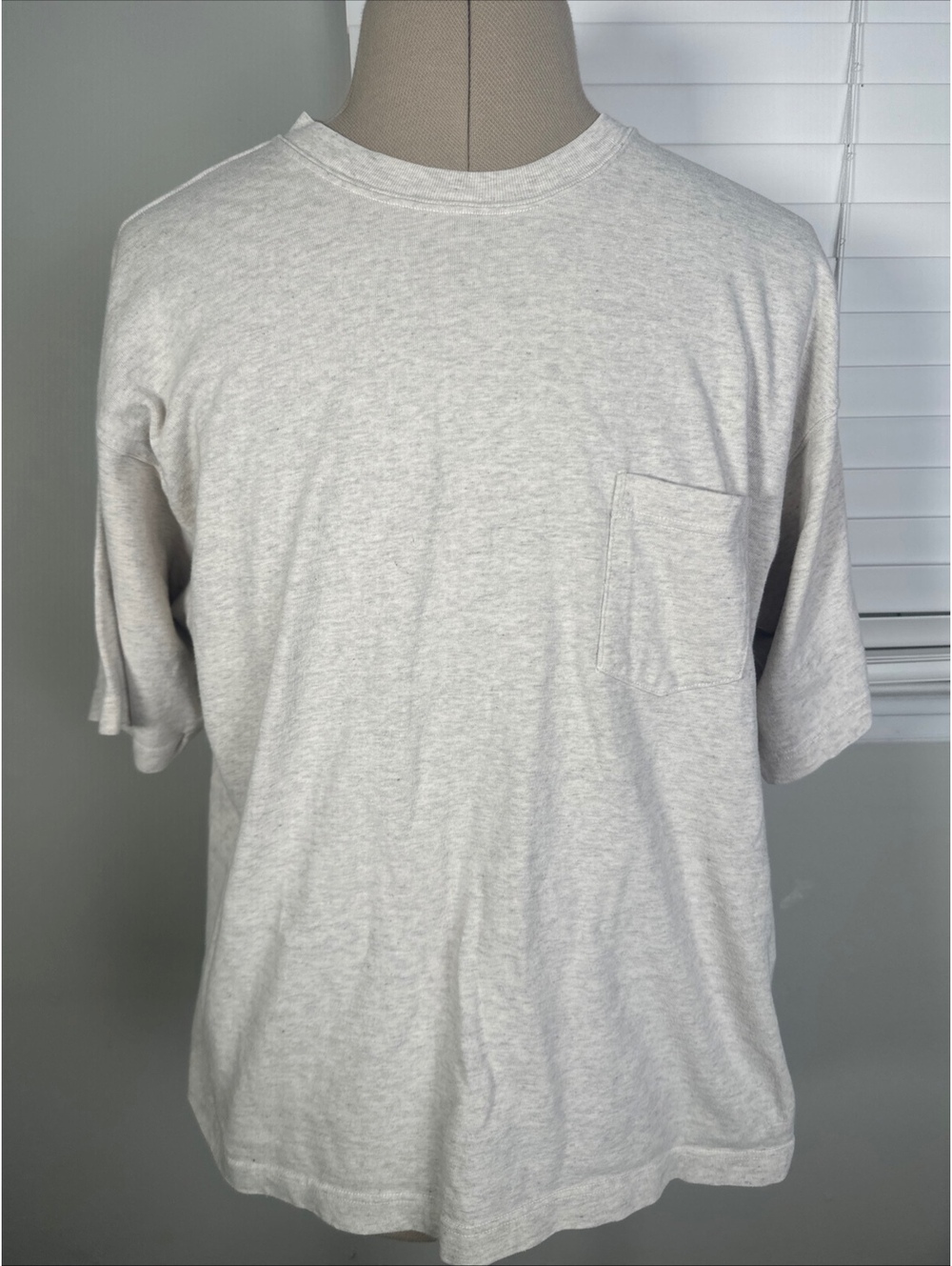 Vtg 80s Banana Republic Pocket T-Shirt Heather Oatmeal Made